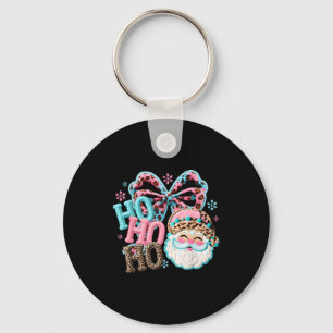 Ho Ho Ho Santa Coquette Bow Leopard Merry Christma Key Ring