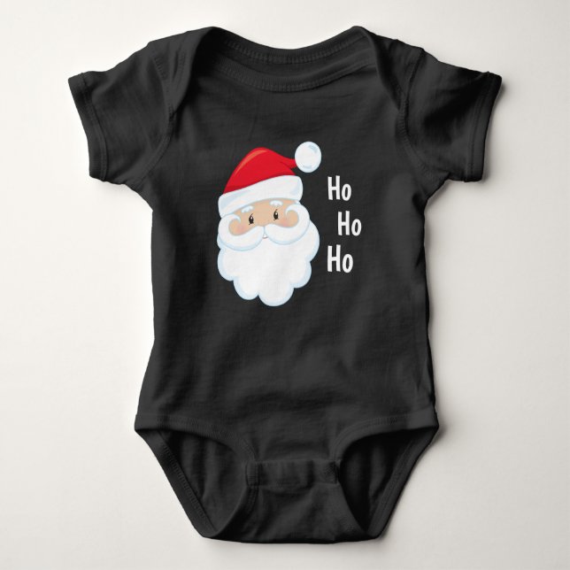 Ho Ho Ho Santa Face Christmas Holidays Red White Baby Bodysuit (Front)