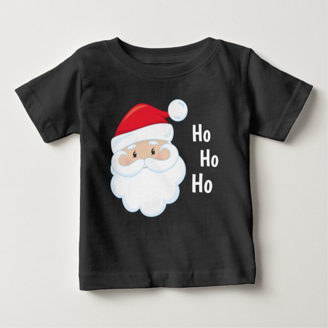 Ho Ho Ho Santa Face Christmas Holidays Red White Baby T-Shirt (Front)
