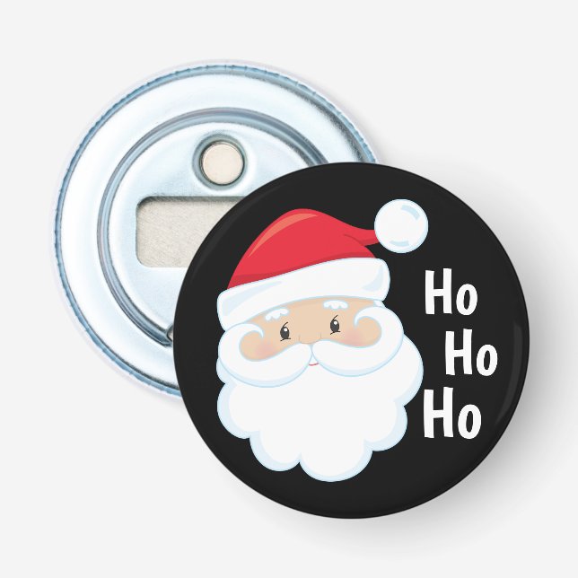Ho Ho Ho Santa Face Merry Christmas Holidays Red Bottle Opener (Front)