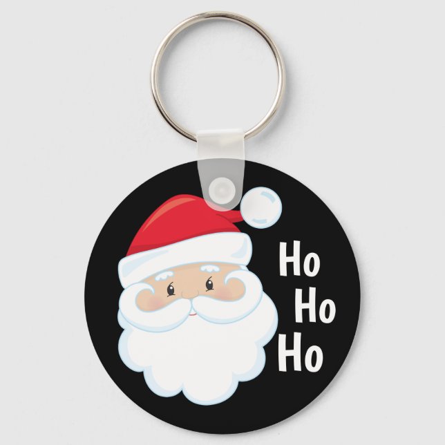 Ho Ho Ho Santa Face Merry Christmas Holidays Red Key Ring (Front)