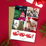 Ho Ho Ho Santa Family Photo Collage Christmas Holiday Card<br><div class="desc">Christmas cards for your family photos inspired by Santa in a cute Ho Ho Ho design. Add four of your favourite family photos and your family name and the year.</div>