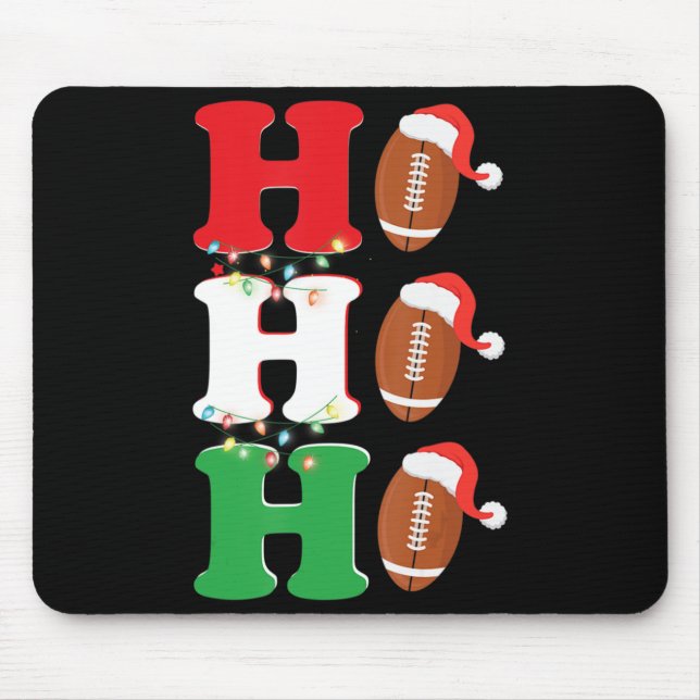 Ho Ho Ho Santa Hat American Football Fun Christmas Mouse Pad (Front)