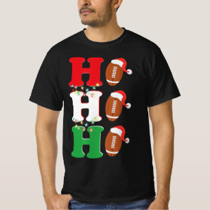 Ho Ho Ho Santa Hat American Football Fun Christmas T-Shirt
