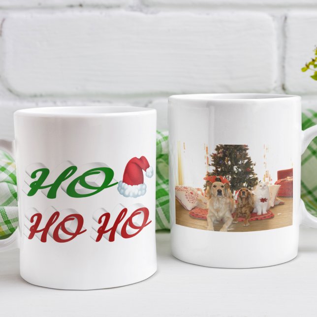 Ho Ho Ho Santa Hat Christmas photo script Coffee Mug (Creator Uploaded)