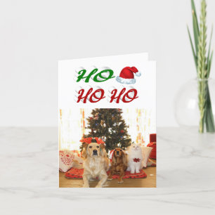 Ho Ho Ho Santa Hat Christmas photo script Holiday Card