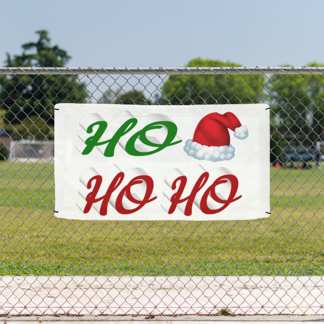 Ho Ho Ho Santa Hat Christmas red green script Banner (Insitu)