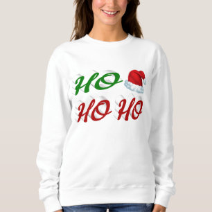 Ho Ho Ho Santa Hat Christmas red green script Sweatshirt