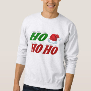Ho Ho Ho Santa Hat Christmas red green typography Sweatshirt