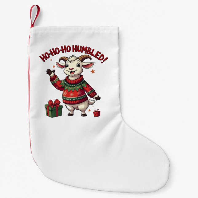 Ho Ho Ho Santa Hat Christmas Santa Goat  Small Christmas Stocking (Front)