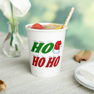 Ho Ho Ho Santa Hat Christmas typography Paper Cups