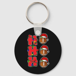 Ho Ho Ho Santa Hat Football Ball Christmas Fun Men Key Ring