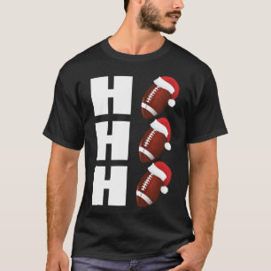 HO HO HO Santa Hat Funny Football Christmas T-Shirt