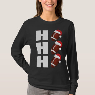 HO HO HO Santa Hat Funny Football Christmas T-Shirt