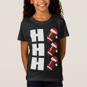 HO HO HO Santa Hat Funny Football Christmas T-Shirt
