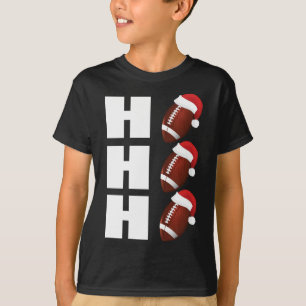HO HO HO Santa Hat Funny Football Christmas T-Shirt