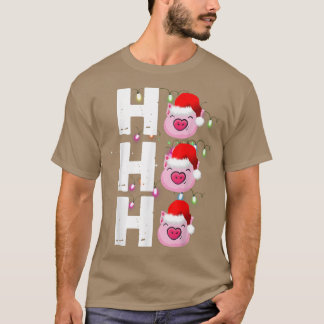 HO HO HO Santa Hat  Funny Pig Christmas  T-Shirt
