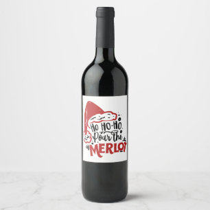 Ho Ho Ho Santa Hat Merlot Fun Wine Label