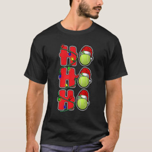 Ho Ho Ho Santa Hat Tennis Ball Christmas Men Women T-Shirt