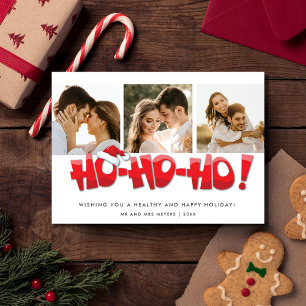 Ho Ho Ho Santa Just Married Couple Christmas Holiday Card