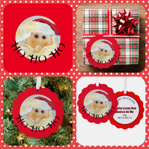 Ho Ho Ho Santa Loves You Cute Red Christmas Tree Decoration Card