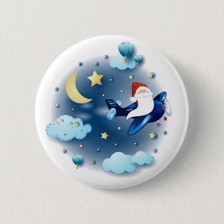 Ho ho ho! Santa on the aeroplane 6 Cm Round Badge