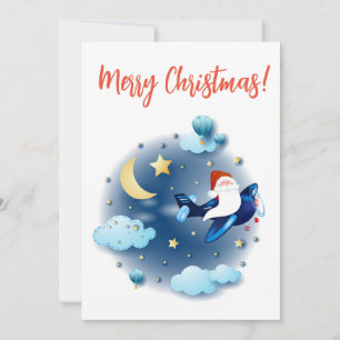 Ho ho ho! Santa on the aeroplane Holiday Card