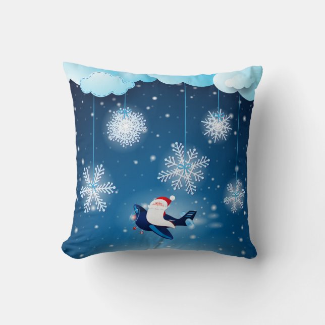 Ho ho ho! Santa on the aeroplane, pillow (Front)