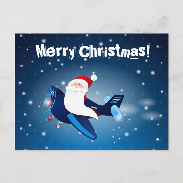 Ho ho ho! Santa on the aeroplane, postcard (Front)