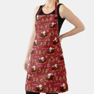 Ho Ho Ho Santa Sleigh and Reindeer Apron