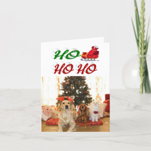 Ho Ho Ho Santa Sleigh Christmas photo script Holiday Card