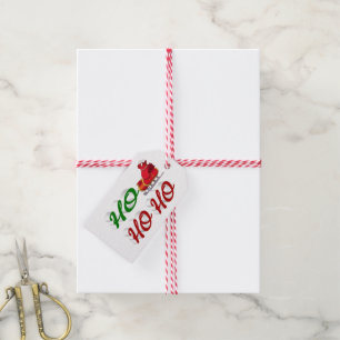 Ho Ho Ho Santa Sleigh Christmas red green script Gift Tags