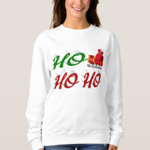 Ho Ho Ho Santa Sleigh Christmas red green script Sweatshirt