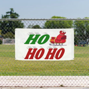 Ho Ho Ho Santa Sleigh Christmas typography Banner