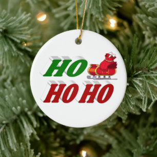 Ho Ho Ho Santa Sleigh Christmas typography Ceramic Tree Decoration