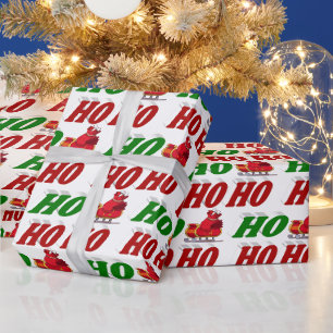 Ho Ho Ho Santa Sleigh Christmas typography Wrapping Paper