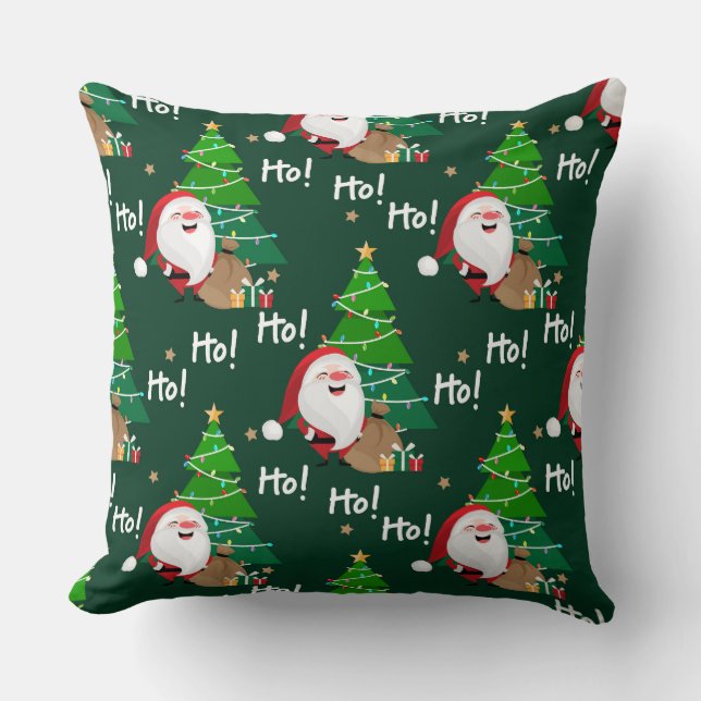 Ho Ho Ho Santa Throw Pillow (Front)