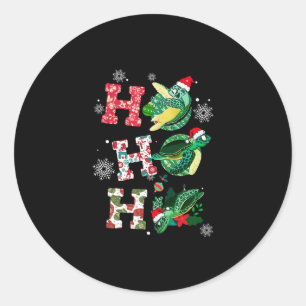 Ho Ho Ho Santa Turtles Christmas Ornaments Decor Classic Round Sticker