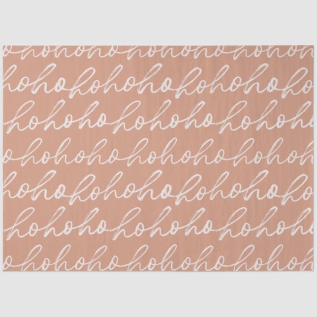 Ho Ho Ho Script Brown White Christmas Tissue Paper (Front)