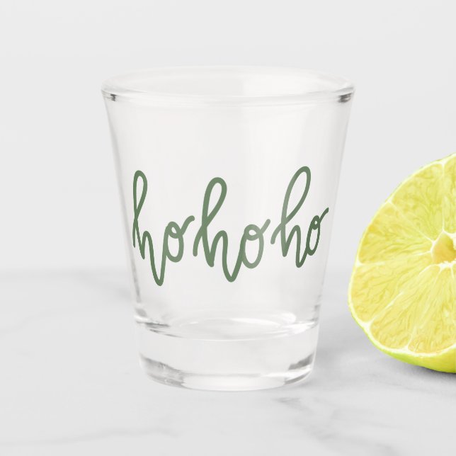 Ho Ho Ho Script Holiday Text Shot Glass (Front)