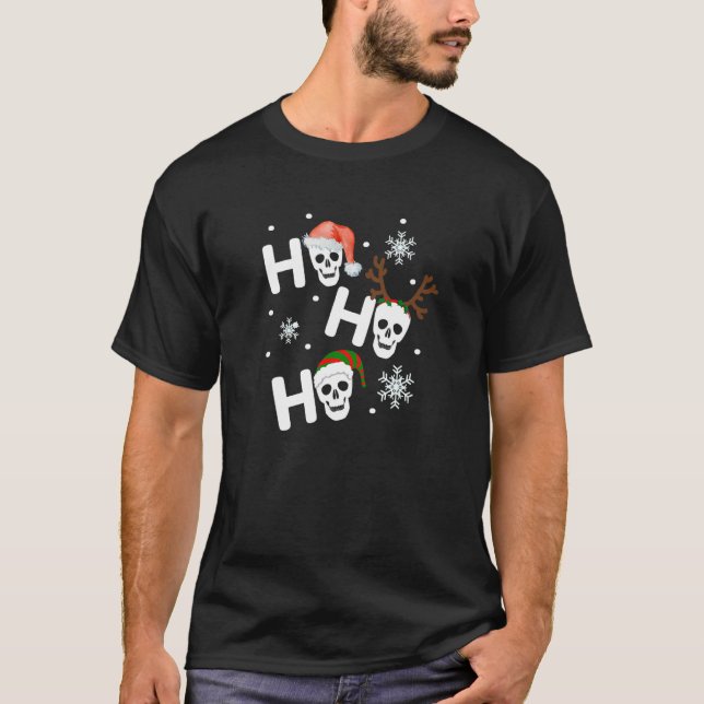 Ho Ho Ho Skull Christmas  Funny Skeleton Apparel M T-Shirt (Front)