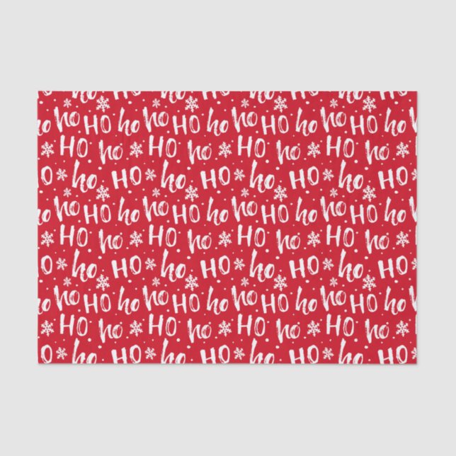 Ho Ho Ho Snowflake Pattern Tissue Paper (Front)