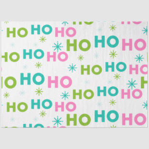 Ho Ho Ho Snowflakes Pink Green Blue Christmas Tissue Paper