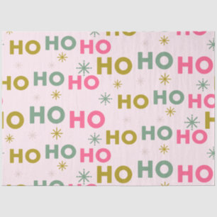 Ho Ho Ho Snowflakes Pink Green Gold Christmas Tissue Paper