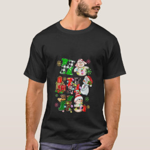 Ho Ho Ho Snowman Santa Hat Leopard Buffalo Plaid P T-Shirt
