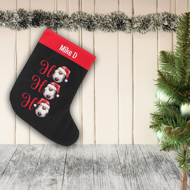 Ho Ho Ho Soccer Custom Name Large Christmas Stocking (Creator Uploaded)