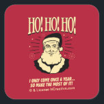 Ho! Ho! Ho! Square Sticker<br><div class="desc">Welcome to RetroSpoofs. It's the ultimate collection of classic,  retro-style t-shirts that pokes fun at beer,  men,  women,  poker,  jobs and all the other bad things that make us feel so good!</div>