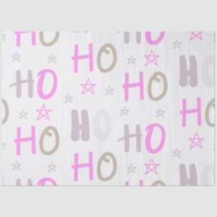Ho Ho HO Stars Pastel Pink Purple Grey Christmas Tissue Paper