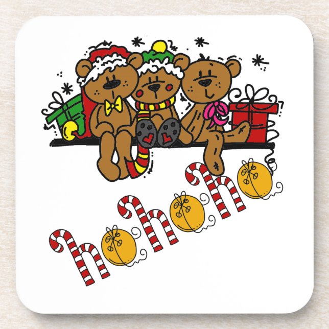 Ho Ho Ho Teddy Bears Coaster (Front)