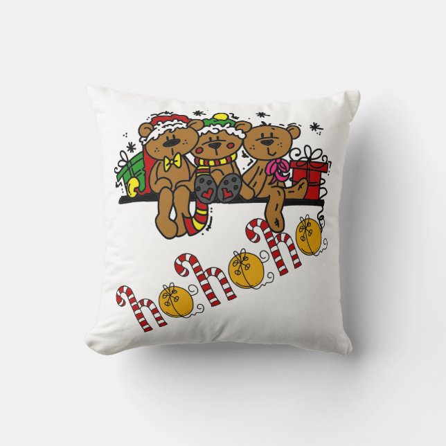 Ho Ho Ho Teddy Bears Cushion (Front)